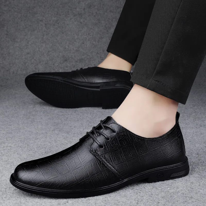 Abango Dress Shoes Men Low Top Black/Brown-2