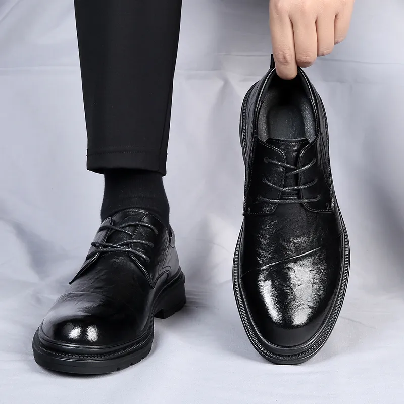 Abango Dress Shoes Men Low Top Black-1