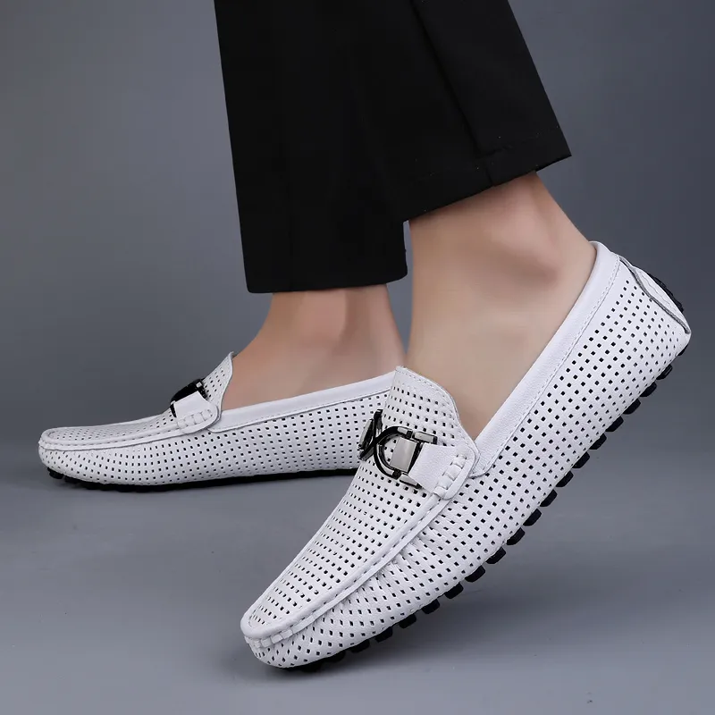 Abango Gommino Loafers Unisex White/Black/Yellow-4