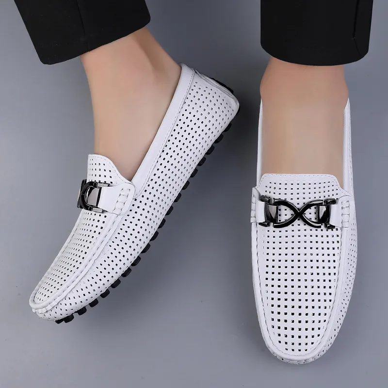 Abango Gommino Loafers Unisex White/Black/Yellow-5