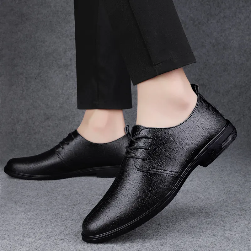 Abango Dress Shoes Men Low Top Black/Brown-3