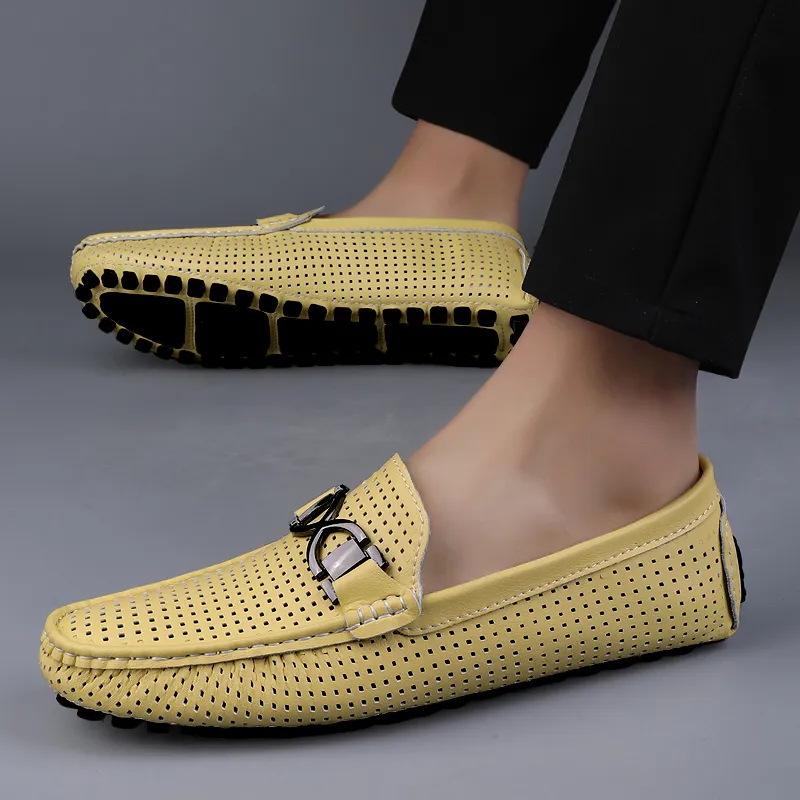 Abango Gommino Loafers Unisex White/Black/Yellow-15
