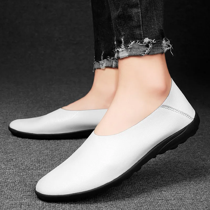 Abango Gommino Loafers Unisex White/Black-5
