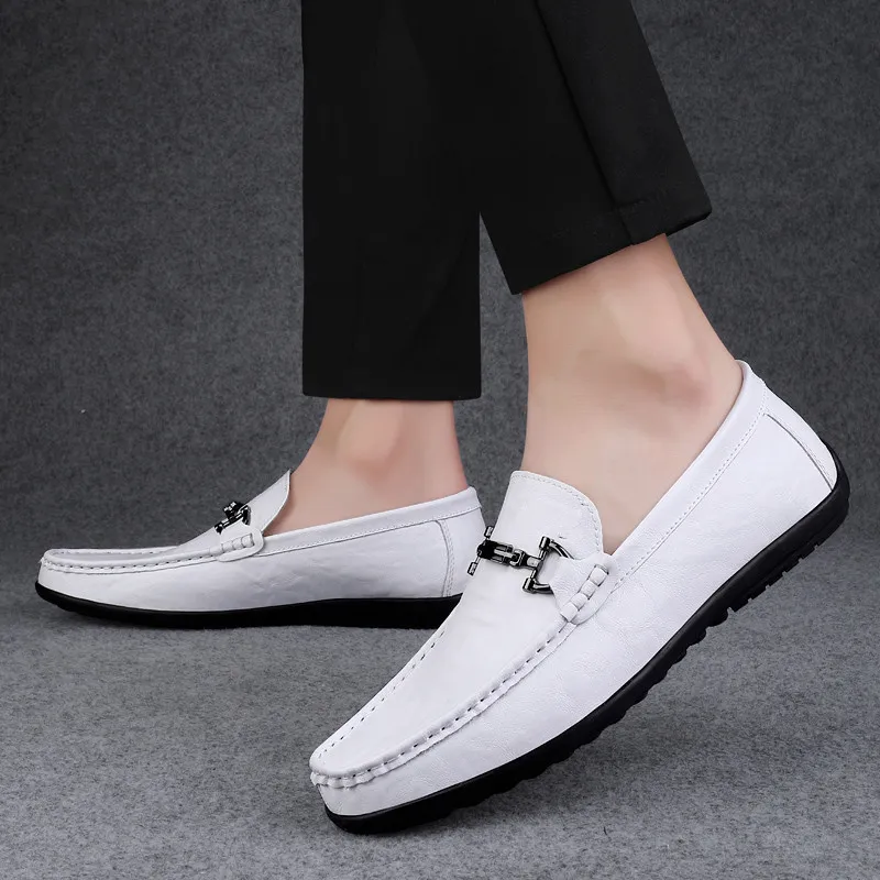 Abango Gommino Loafers Unisex White/Black/Brown-3