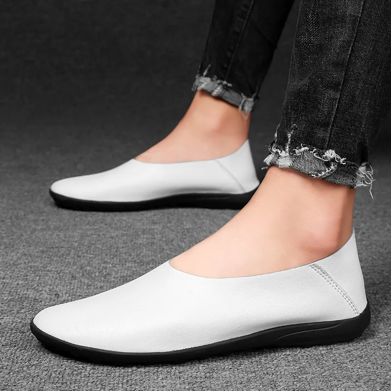 Abango Gommino Loafers Unisex White/Black-4