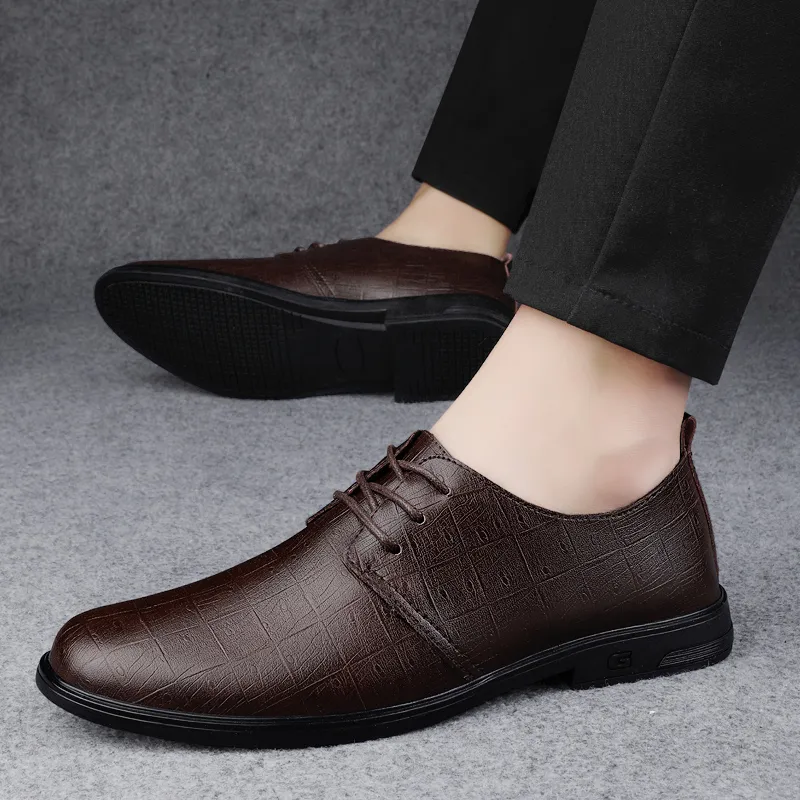 Abango Dress Shoes Men Low Top Black/Brown-9