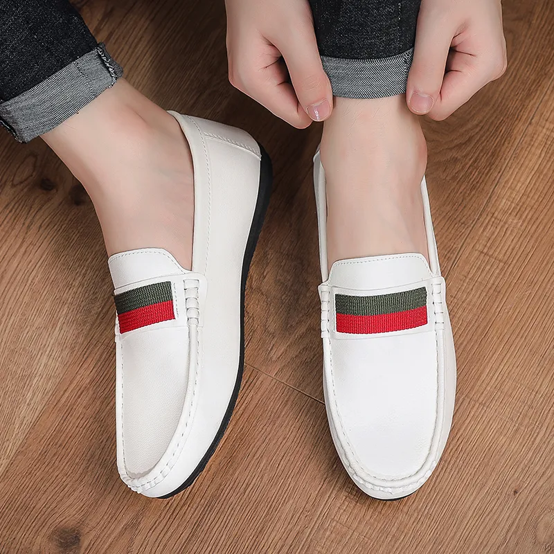 Abango Gommino Loafers Men Black/White-4