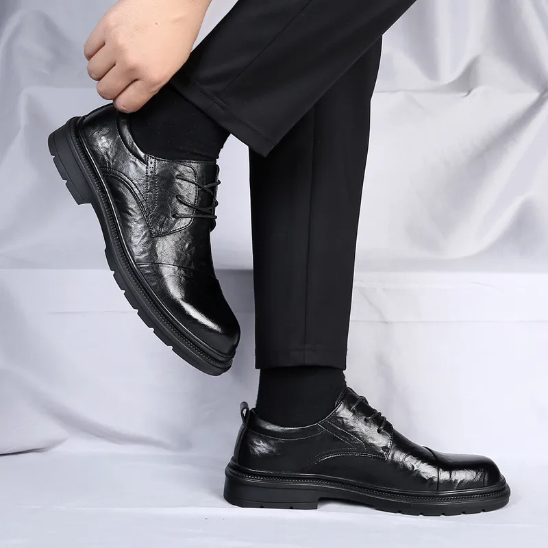 Abango Dress Shoes Men Low Top Black-4