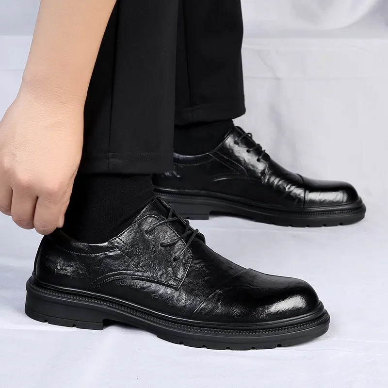 Abango Dress Shoes Men Low Top Black-3