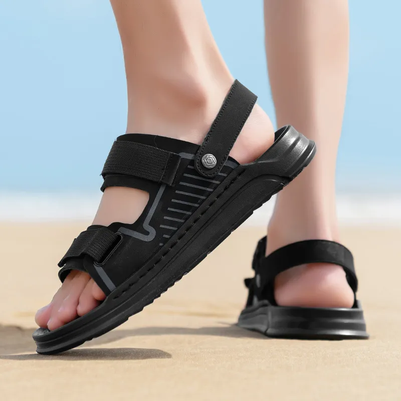 Abango Beach Sandals Men Black-4