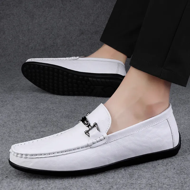 Abango Gommino Loafers Unisex White/Black/Brown-2