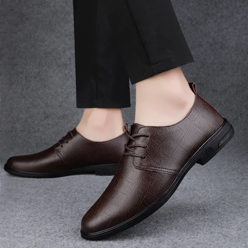 Abango Dress Shoes Men Low Top Black/Brown-8