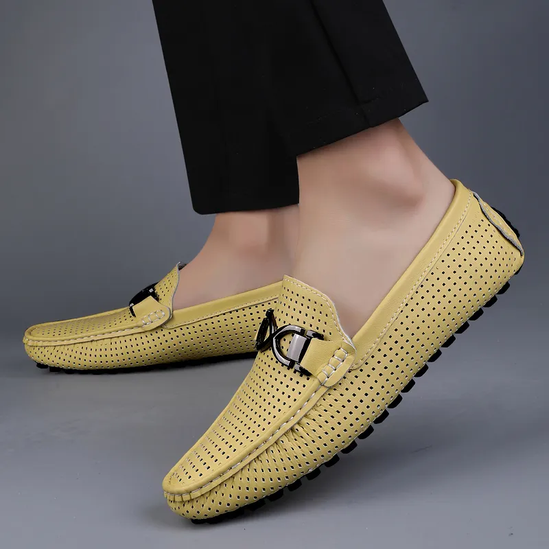 Abango Gommino Loafers Unisex White/Black/Yellow-16