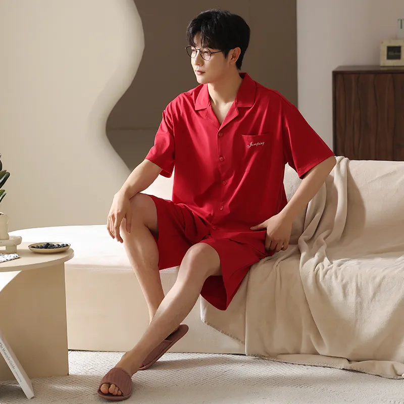 XIA.WA.ZHI.XIU Pajama Set Men's Gift Box Set Red-2