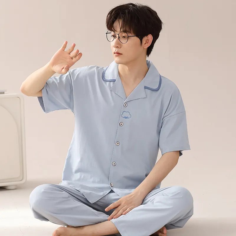 XIA.WA.ZHI.XIU Pajama Set Men's Two Piece Set-5