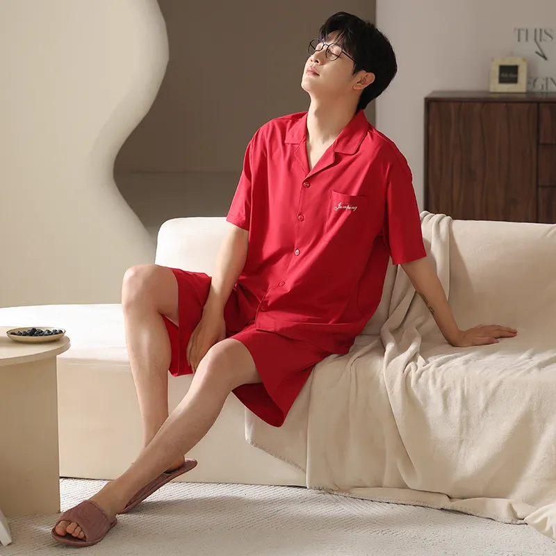 XIA.WA.ZHI.XIU Pajama Set Men's Gift Box Set Red-3