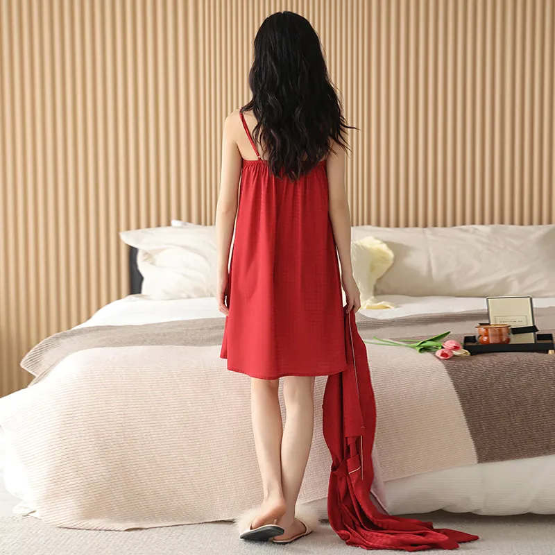 XIA.WA.ZHI.XIU Nightgown Women's Gift Box Set Red-5