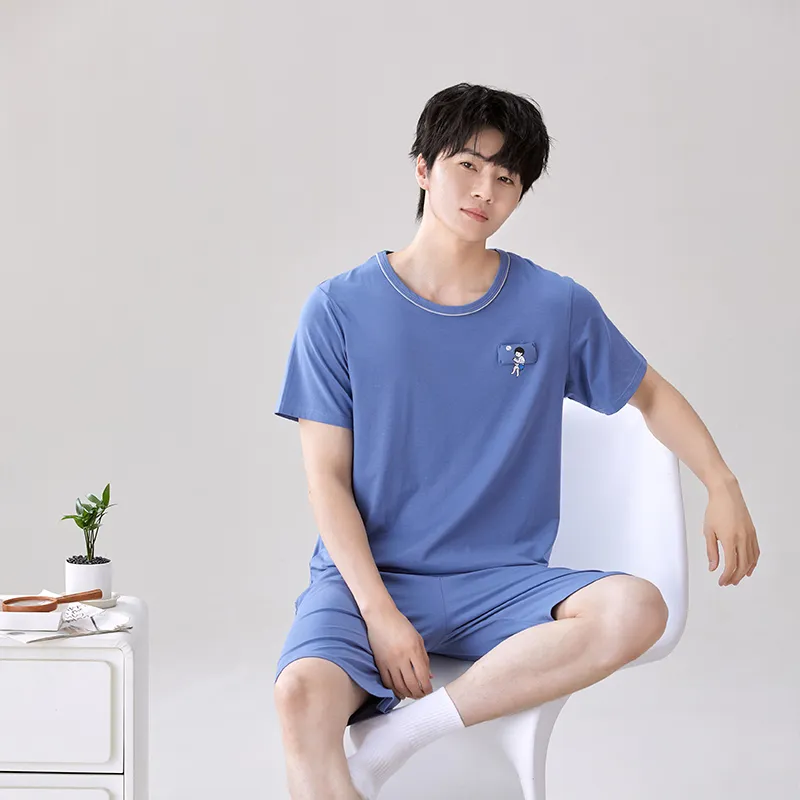 XIA.WA.ZHI.XIU Pajama Set Men's Two Piece Set-11