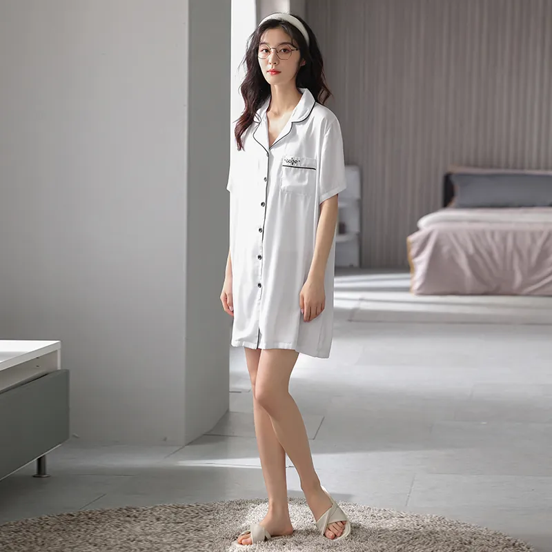XIA.WA.ZHI.XIU Nightgown Women's Gift Box Set White Gray-5