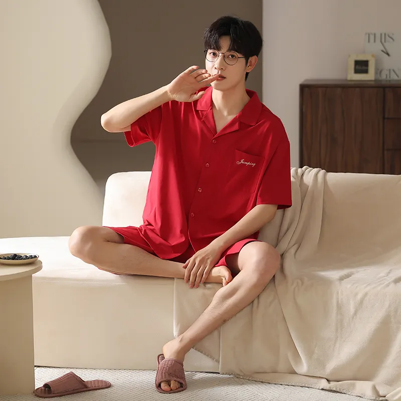 XIA.WA.ZHI.XIU Pajama Set Men's Gift Box Set Red-1