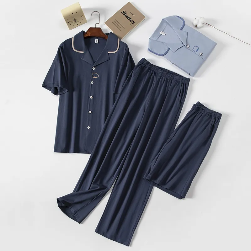 XIA.WA.ZHI.XIU Pajama Set Men's Three Piece Set-29