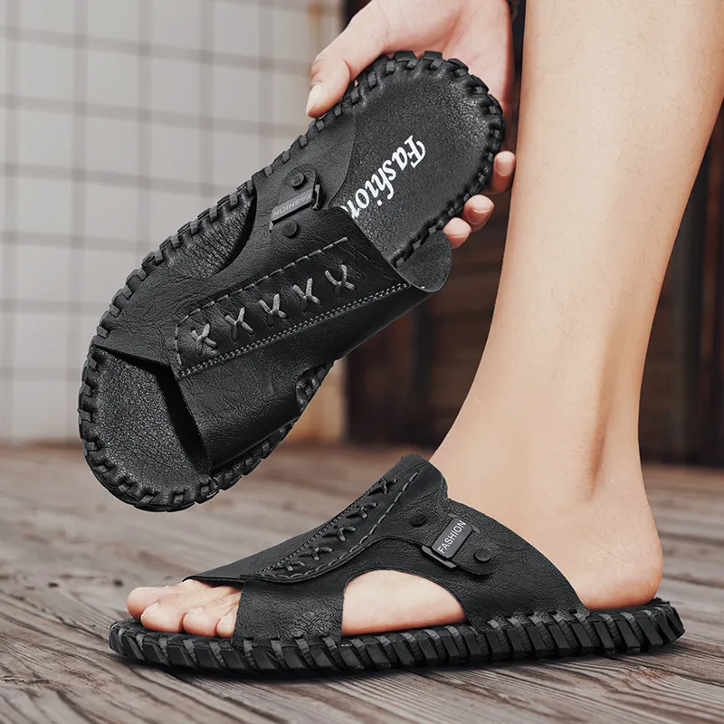 Dunnu Rubber Sole Slip Resistant Slide Slippers Men's-2