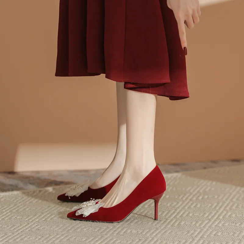 Dunnu Slim Heel High Heels 7CM Women's-8