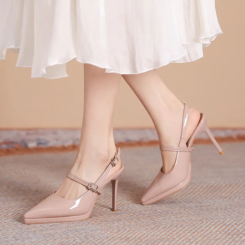 Dunnu Slim Heel High Heels 10CM Women's Nude-9