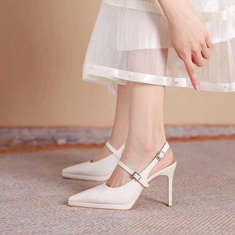 Dunnu Slim Heel High Heels 10CM Women's Nude-1