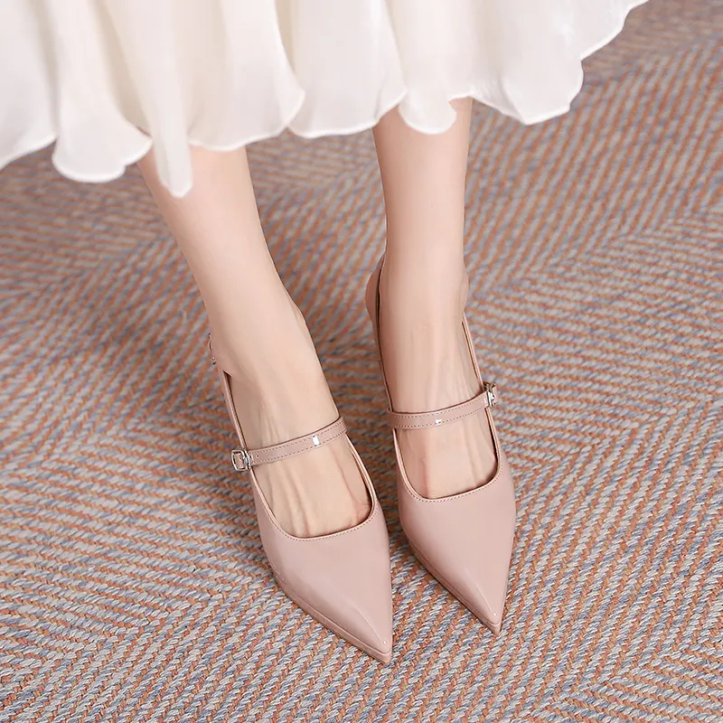 Dunnu Slim Heel High Heels 10CM Women's Nude-13