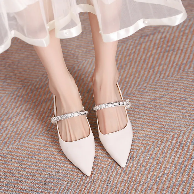 Dunnu Slim Heel High Heels 7CM Women's Nude-11