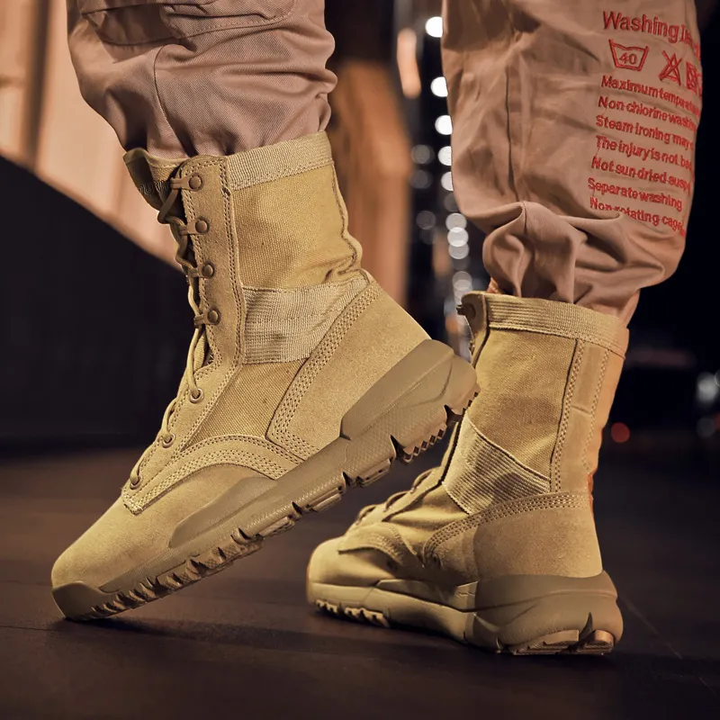Dunnu Height Increasing Wear-Resistant Crew Outdoor Boots Men's Khaki-2