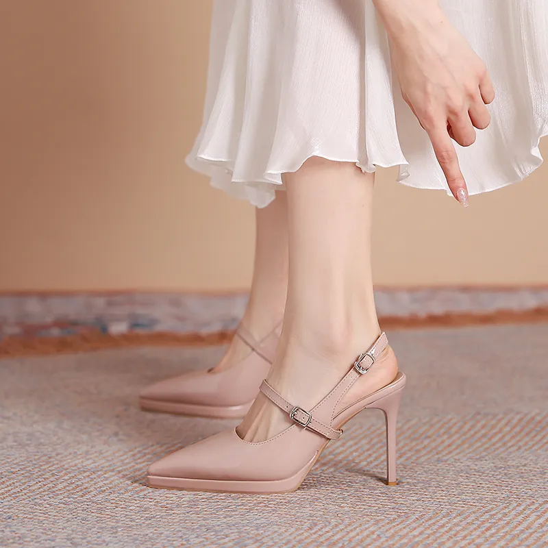 Dunnu Slim Heel High Heels 10CM Women's Nude-10