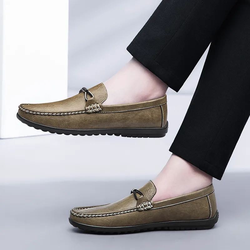 Dunnu Gommino Loafers Men Khaki-11