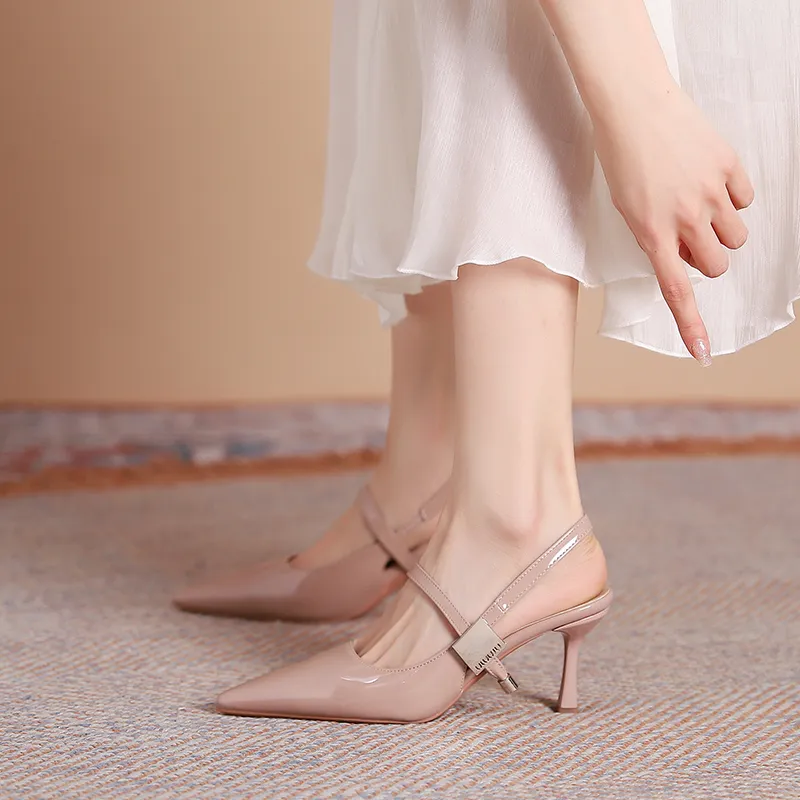 Dunnu Slim Heel High Heels 7CM Women's Nude-35
