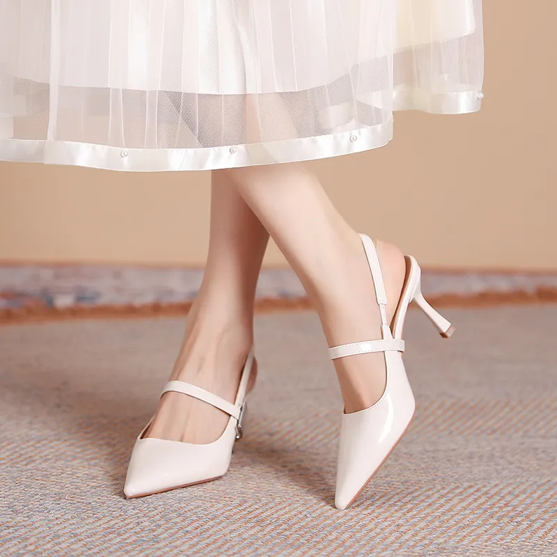 Dunnu Slim Heel High Heels 7CM Women's Nude-39