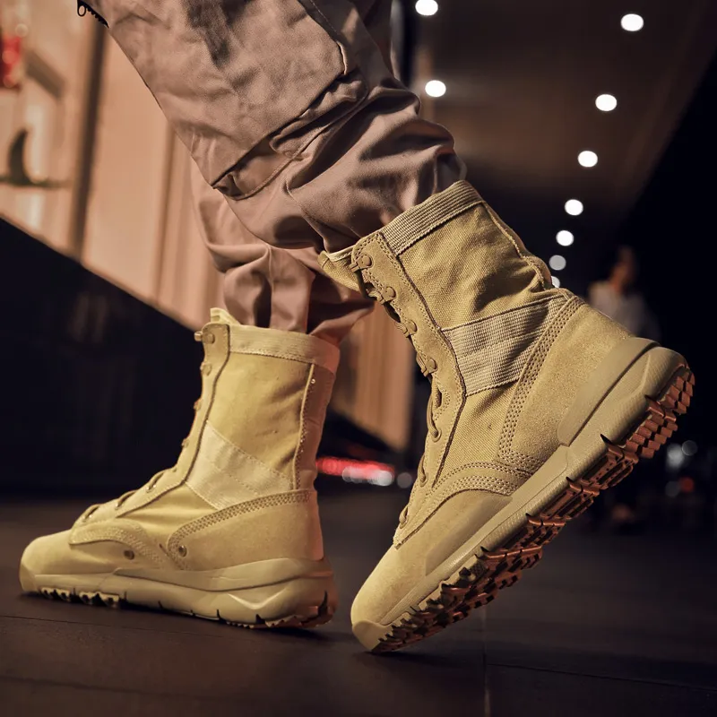 Dunnu Height Increasing Wear-Resistant Crew Outdoor Boots Men's Khaki-3