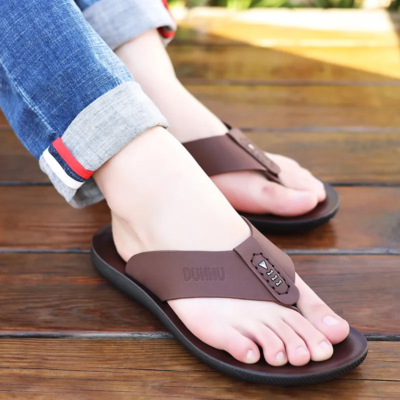 Dunnu Rubber Sole Slip Resistant Flip Flops Men's-7