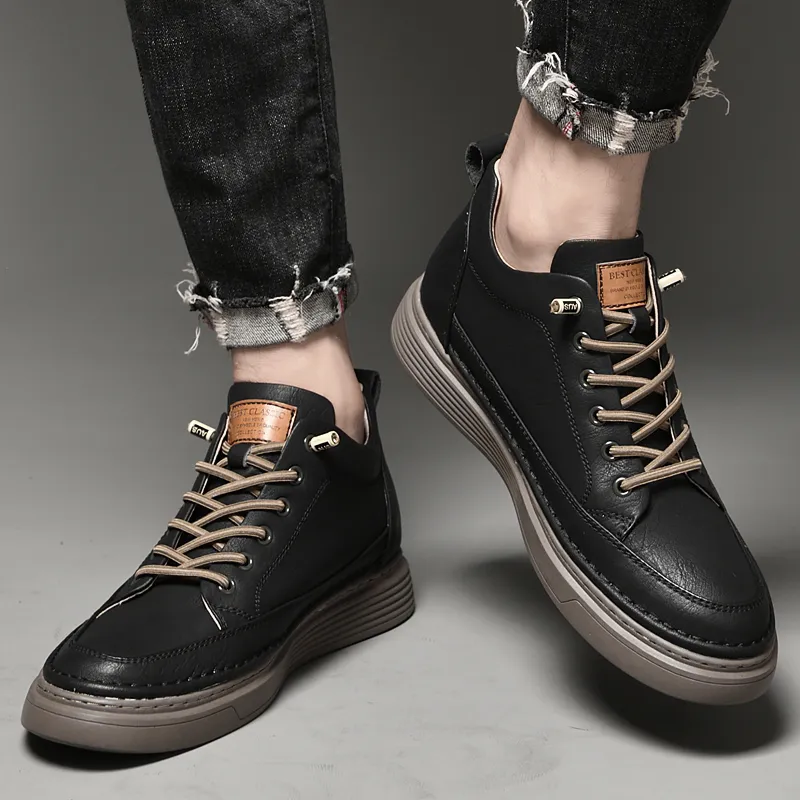 Dunnu Wear-Resistant Height Increasing Slip-Resistant Low-Top Skateboard Shoes Men's-1