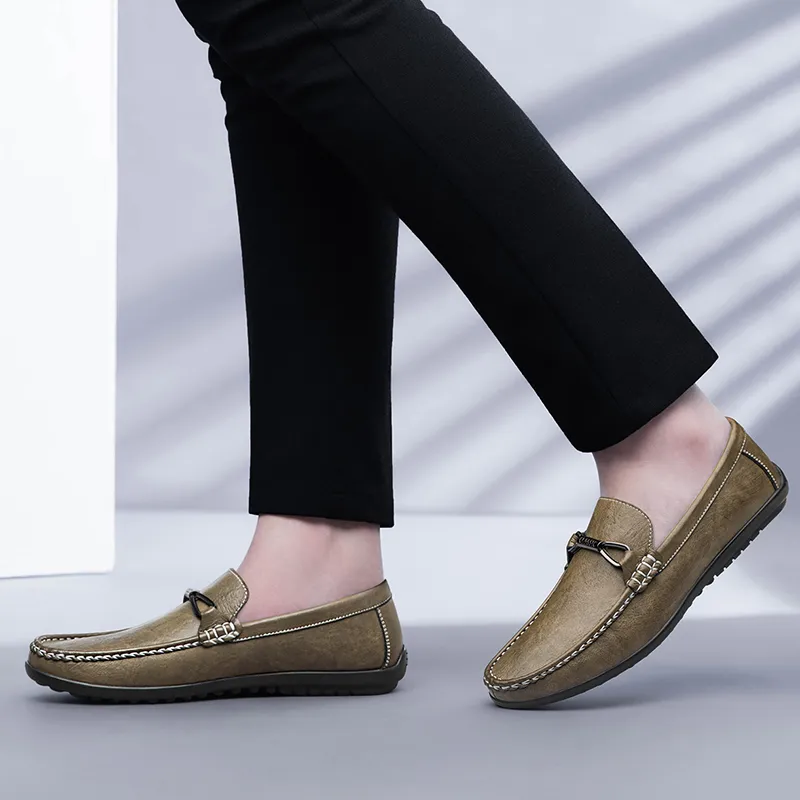 Dunnu Gommino Loafers Men Khaki-10