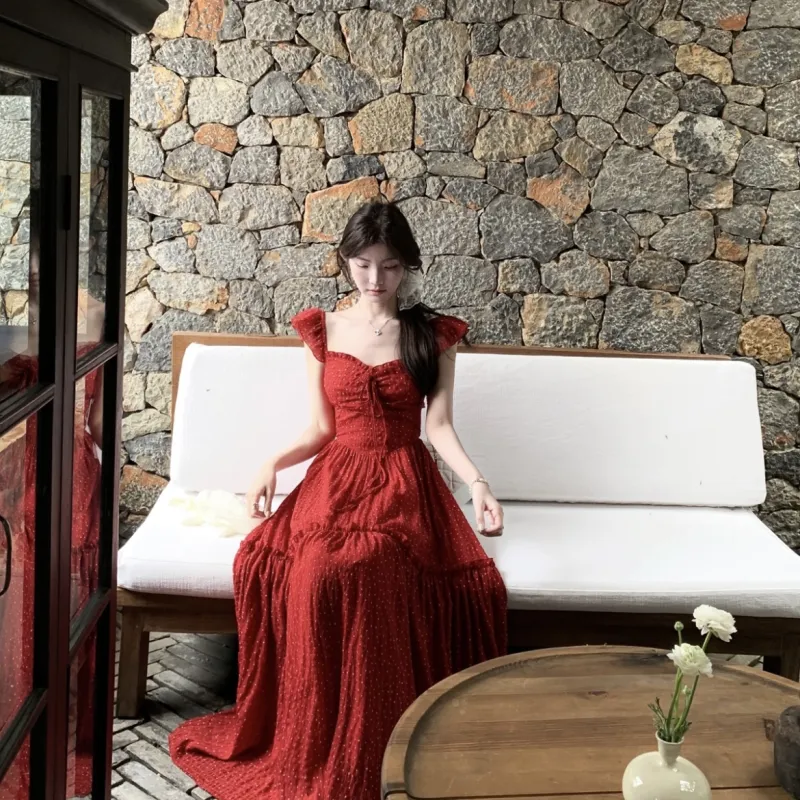 POPO.INFO Slip Dresses Women's Red-6