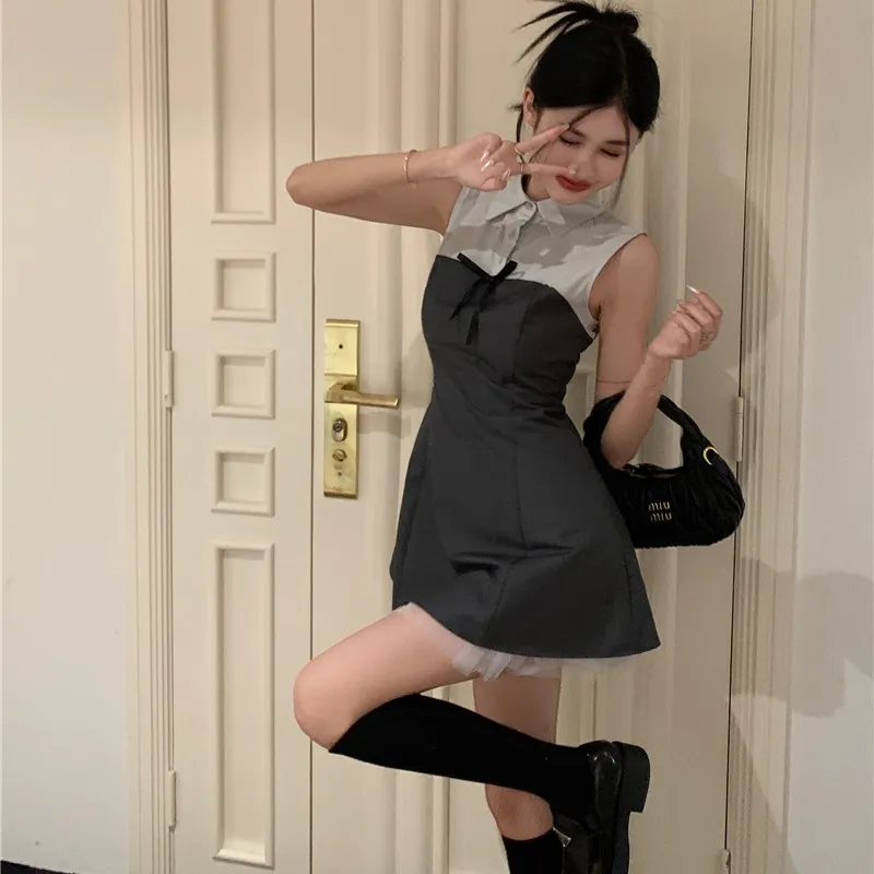 POPO.INFO Sleeveless Dress Women's Gray-5