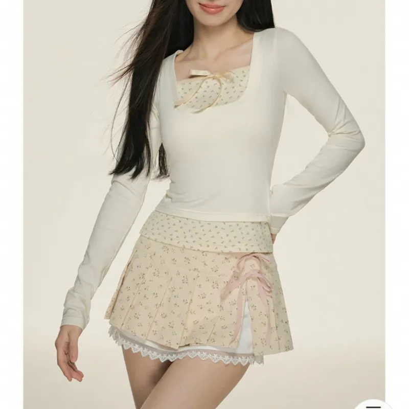 POPO.INFO Casual Short Skirts Women's Beige-3