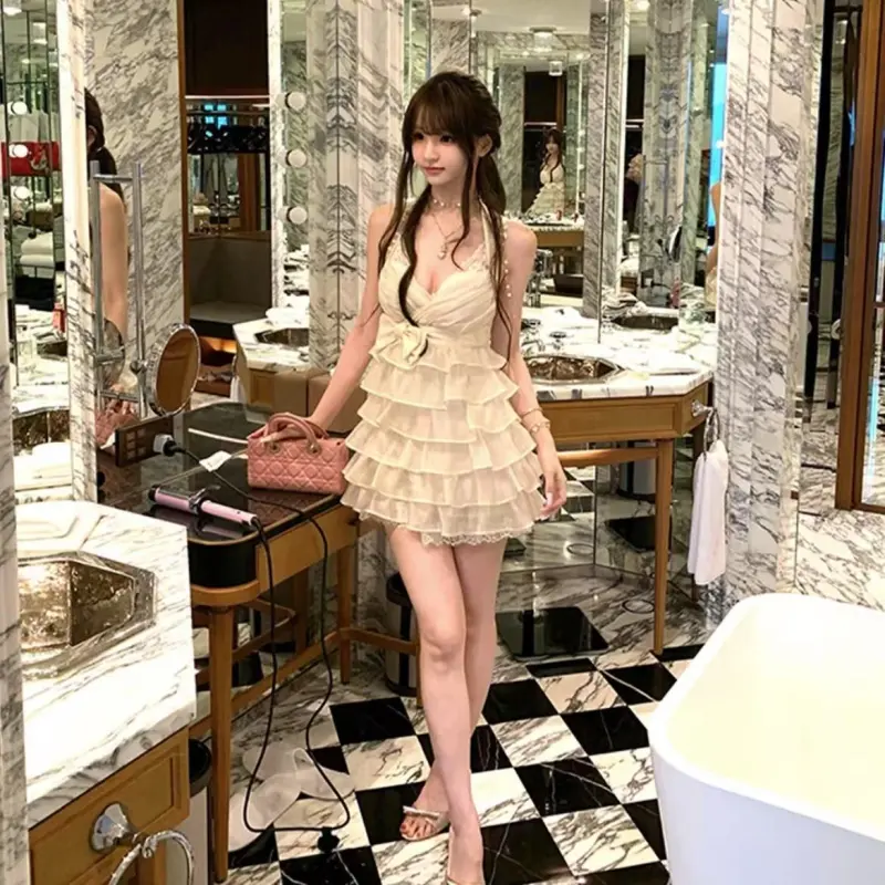 POPO.INFO Slip Dresses Women's Apricot-4