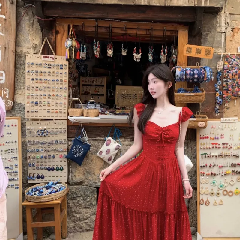 POPO.INFO Slip Dresses Women's Red-3