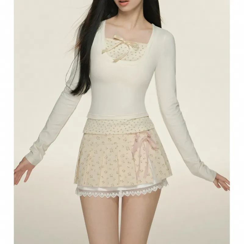 POPO.INFO Casual Short Skirts Women's Beige-2