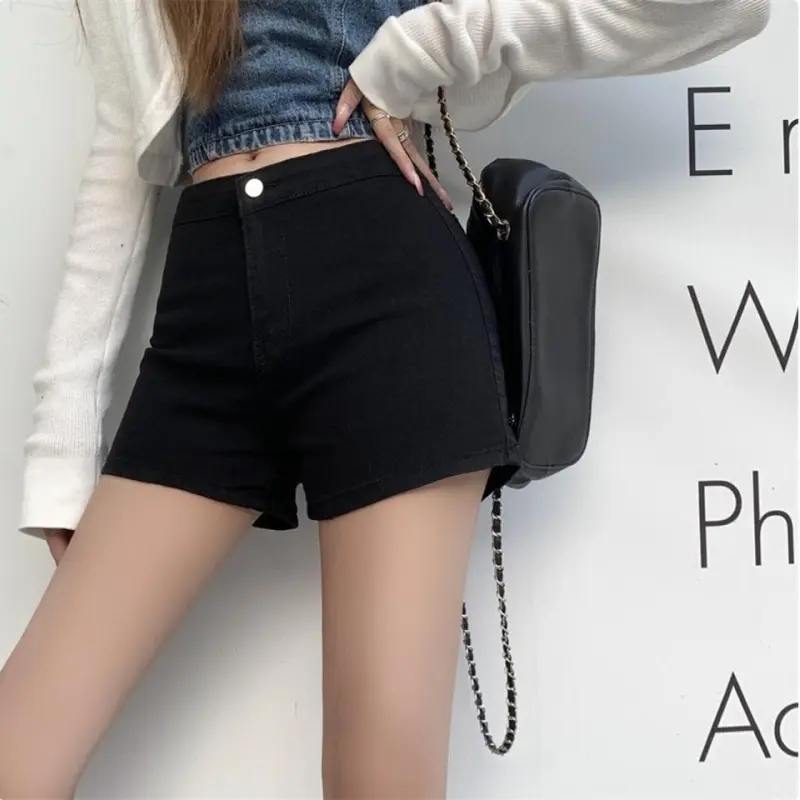 POPO.INFO Denim Shorts Women's Black-6