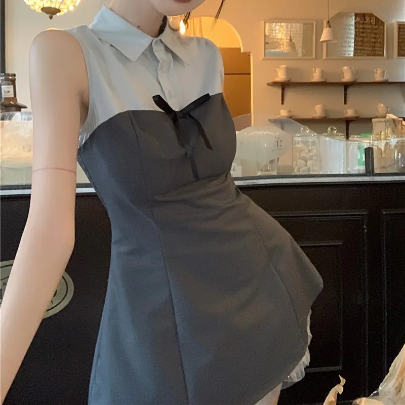 POPO.INFO Sleeveless Dress Women's Gray-2