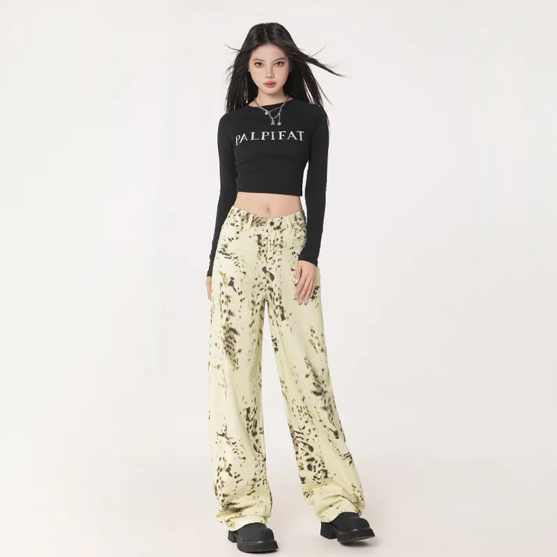 POPO.INFO Jeans Women's Leopard Print-3