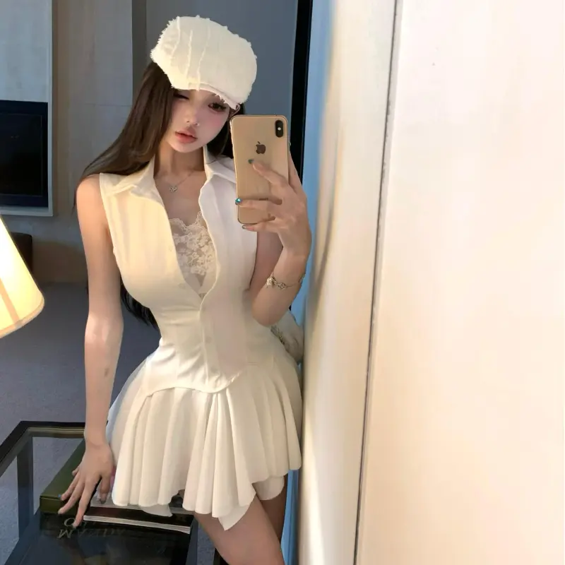 POPO.INFO Sleeveless Dress Women's White-4